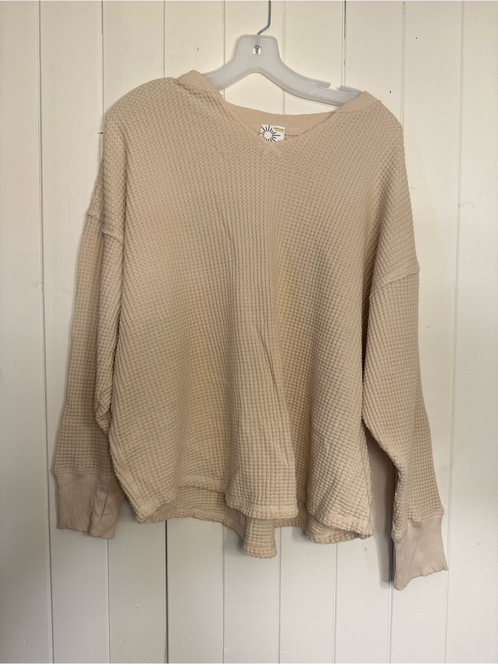 aerie Cream Waffle-Knit Pullover